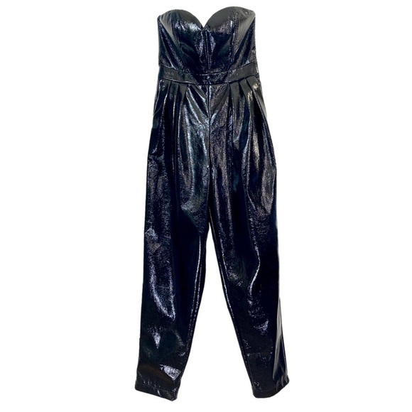 Vibrant Pants - Vibrant M.I.U. Faux leather strapless sweetheart neckline jumpsuit
